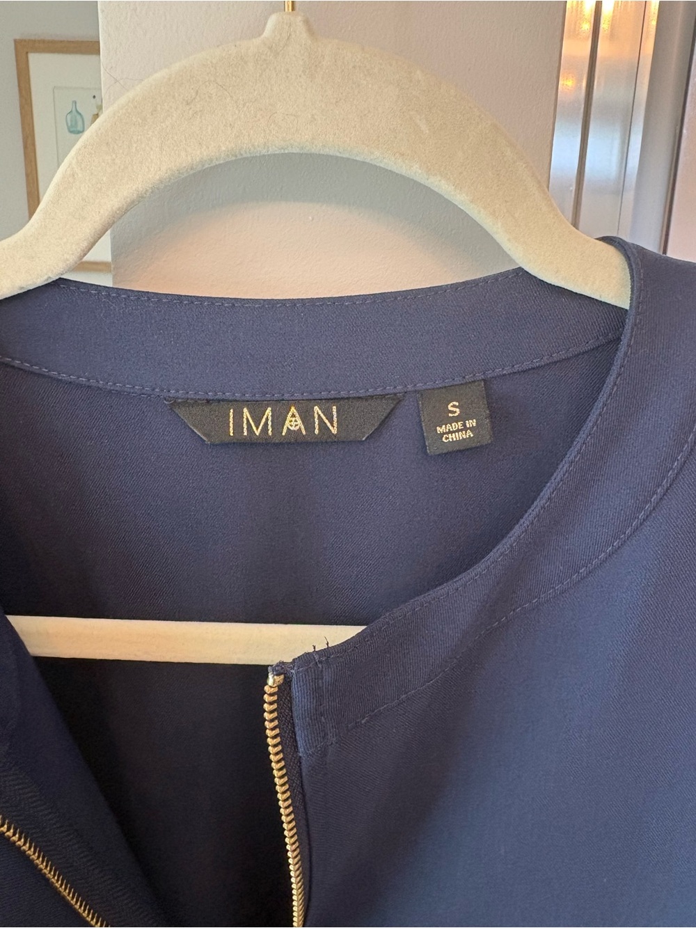 IMAN Navy Sleeveless Zip-Front Utility Vest with Gold-Tone Accents - Picture 2 of 5
